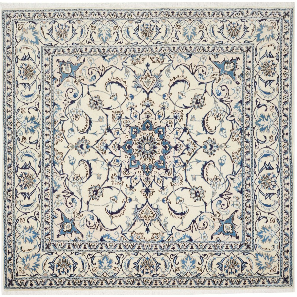 Tappeto Nain Kashmar Persia bianco grigio 200x190 Tappeto Nain Kashmar Persia bianco grigio 200x190