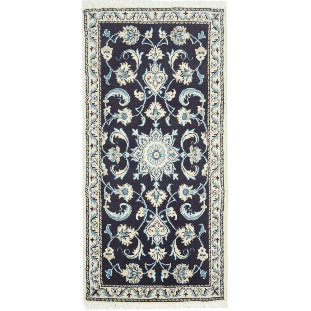 Tappeto Nain Kashmar Persia bianco azzurro 70x133 Tappeto Nain Kashmar Persia bianco azzurro 70x133
