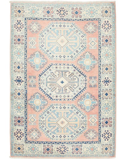 Tappeto Kazak Afghanistan bianco azzurro 98x143