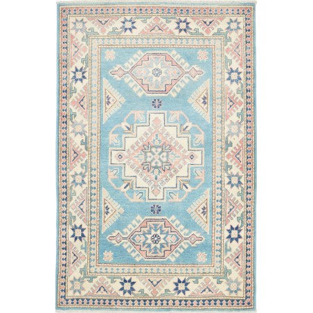 Tappeto Kazak Afghanistan bianco azzurro 100x156