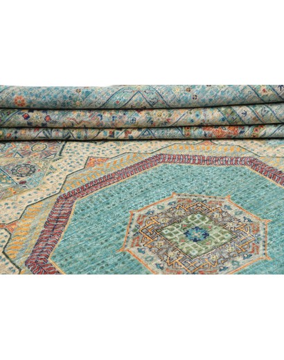Tappeto Mamlouk Pakistan azzurro verde 278x377