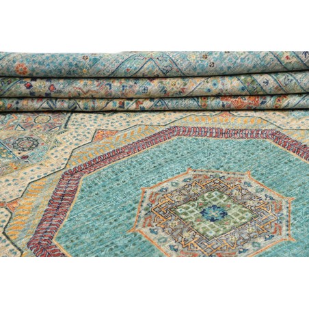 Tappeto Mamlouk Pakistan azzurro verde 278x377