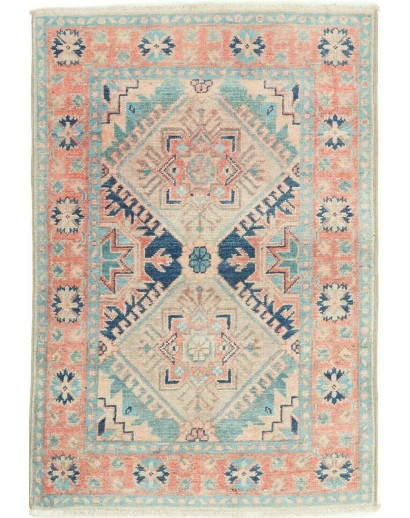 Tappeto Kazak Afghanistan beige azzurro 78x112