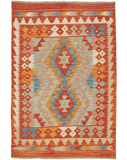 Tappeto Kilim Afghanistan arancione rosso 86x126