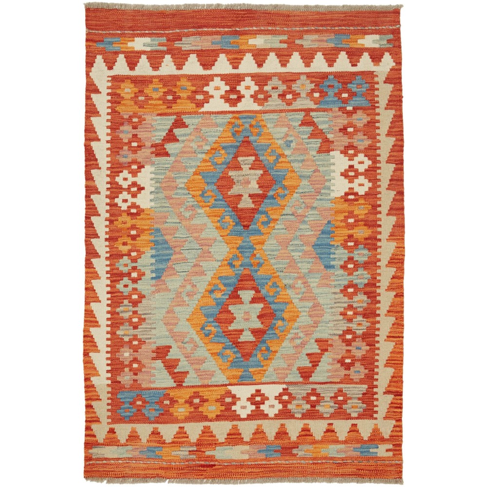 Tappeto Kilim Afghanistan arancione rosso 86x126