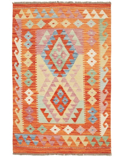 Tappeto Kilim Afghanistan arancione marrone 86x132