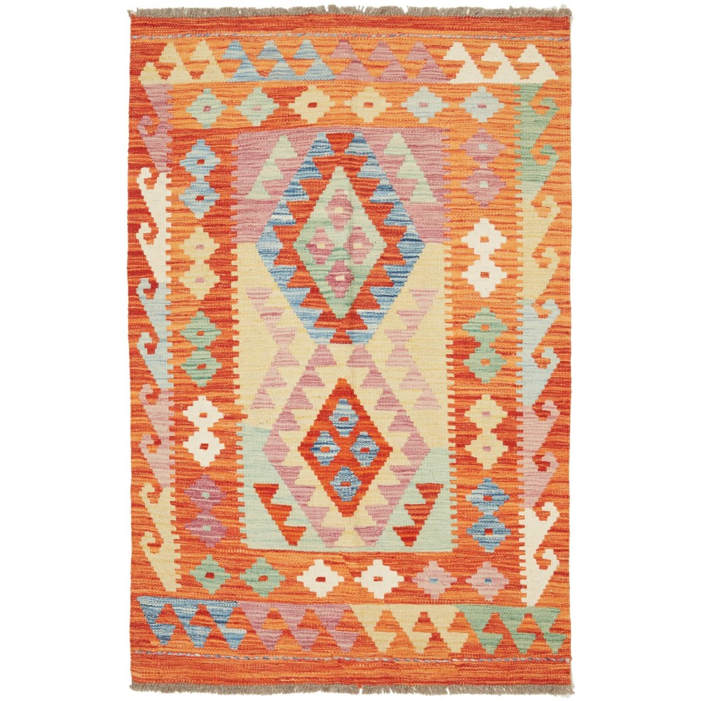 Tappeto Kilim Afghanistan arancione marrone 86x132