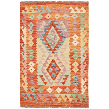 Tappeto Kilim Afghanistan arancione marrone 86x132