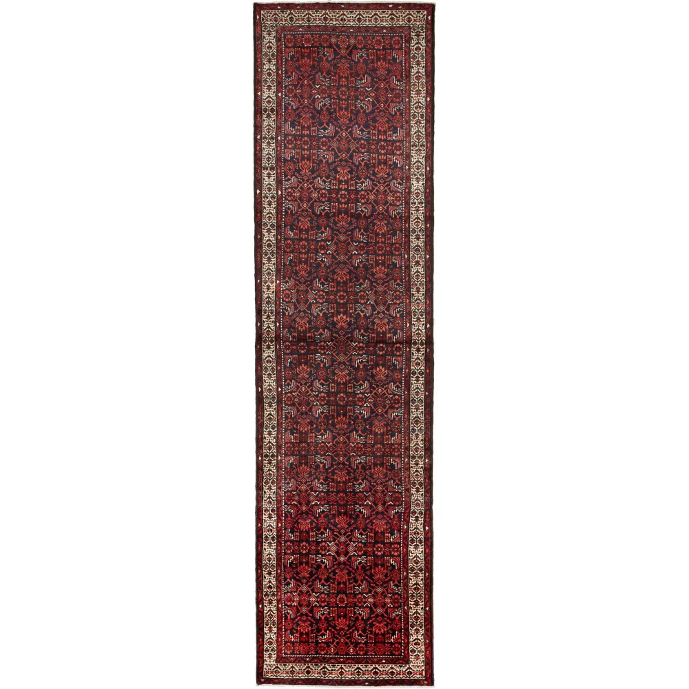 Tappeto Hamadan Persia grigio marrone 108x428 Tappeto Hamadan Persia grigio marrone 108x428