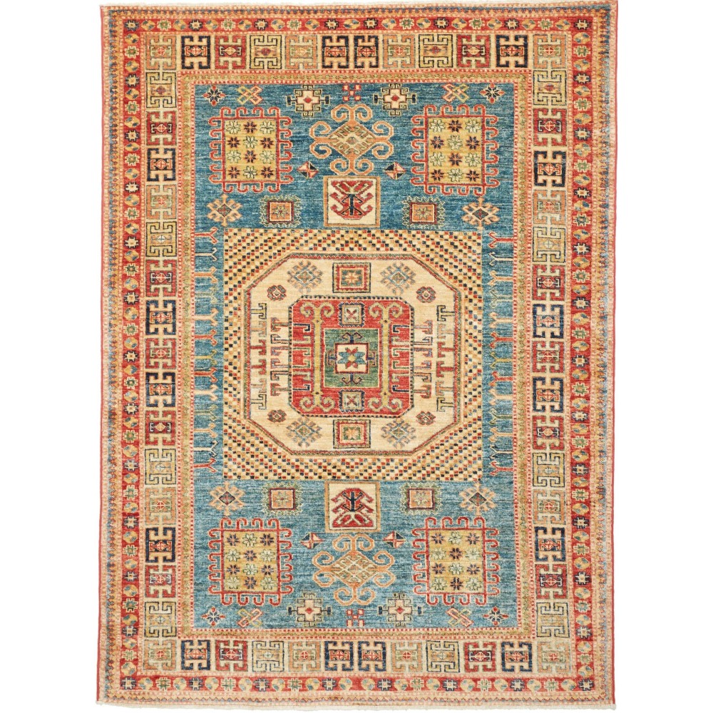 Tappeto Kazak Fine Pakistan marrone bianco 143x195 Tappeto Kazak Fine Pakistan marrone bianco 143x195