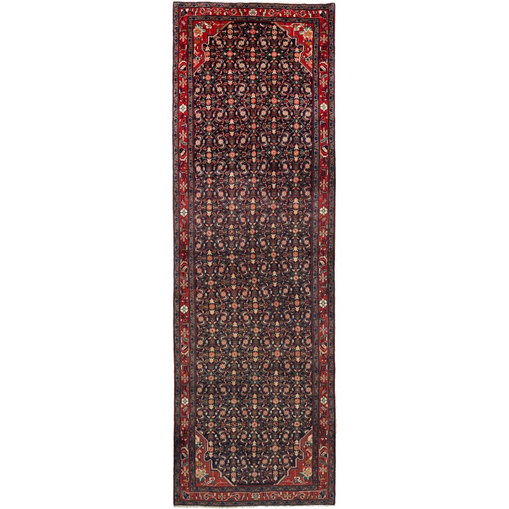 Tappeto Hamadan Persia grigio marrone 128x413 Tappeto Hamadan Persia grigio marrone 128x413