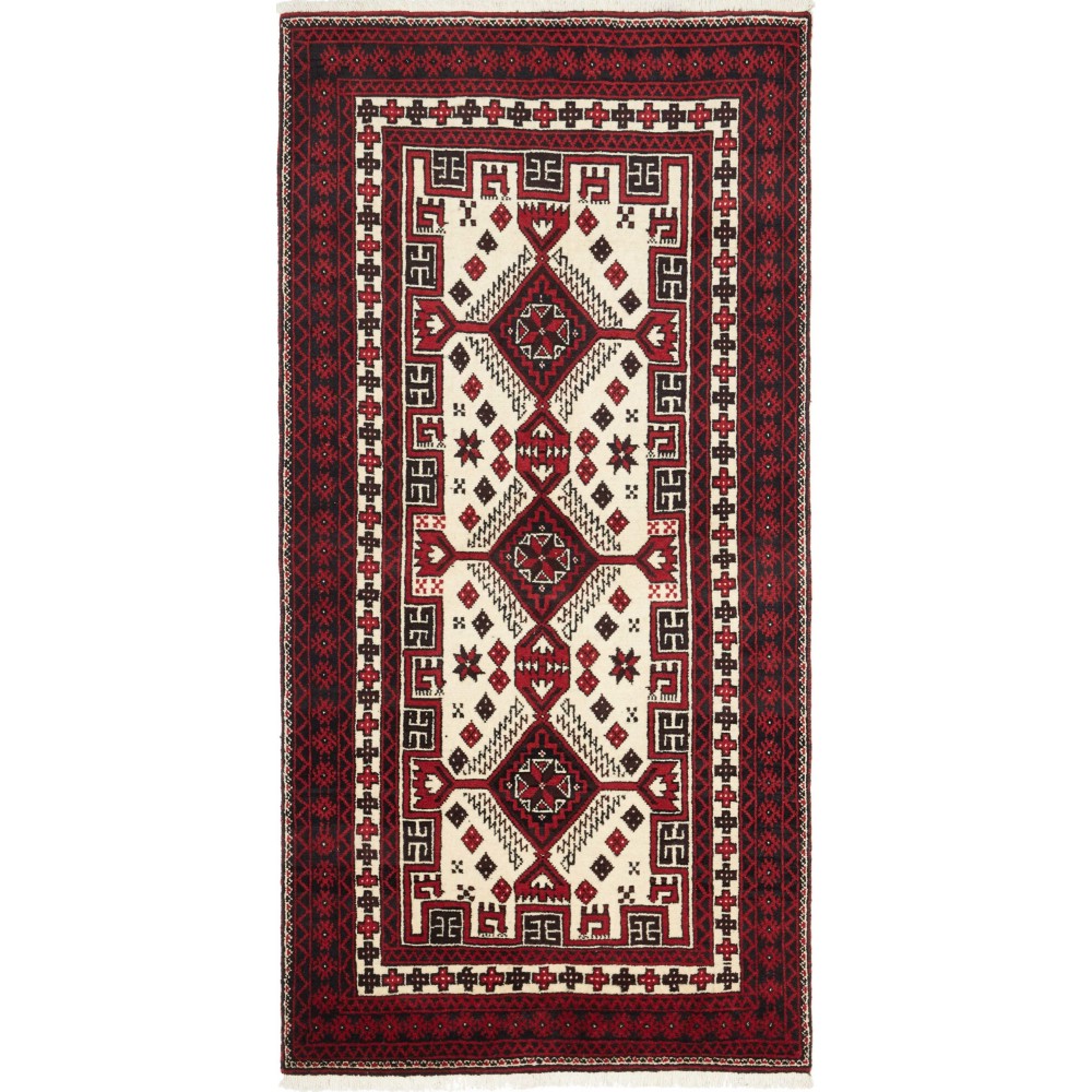 Tappeto Baluch Persia grigio beige 95x197 Tappeto Baluch Persia grigio beige 95x197