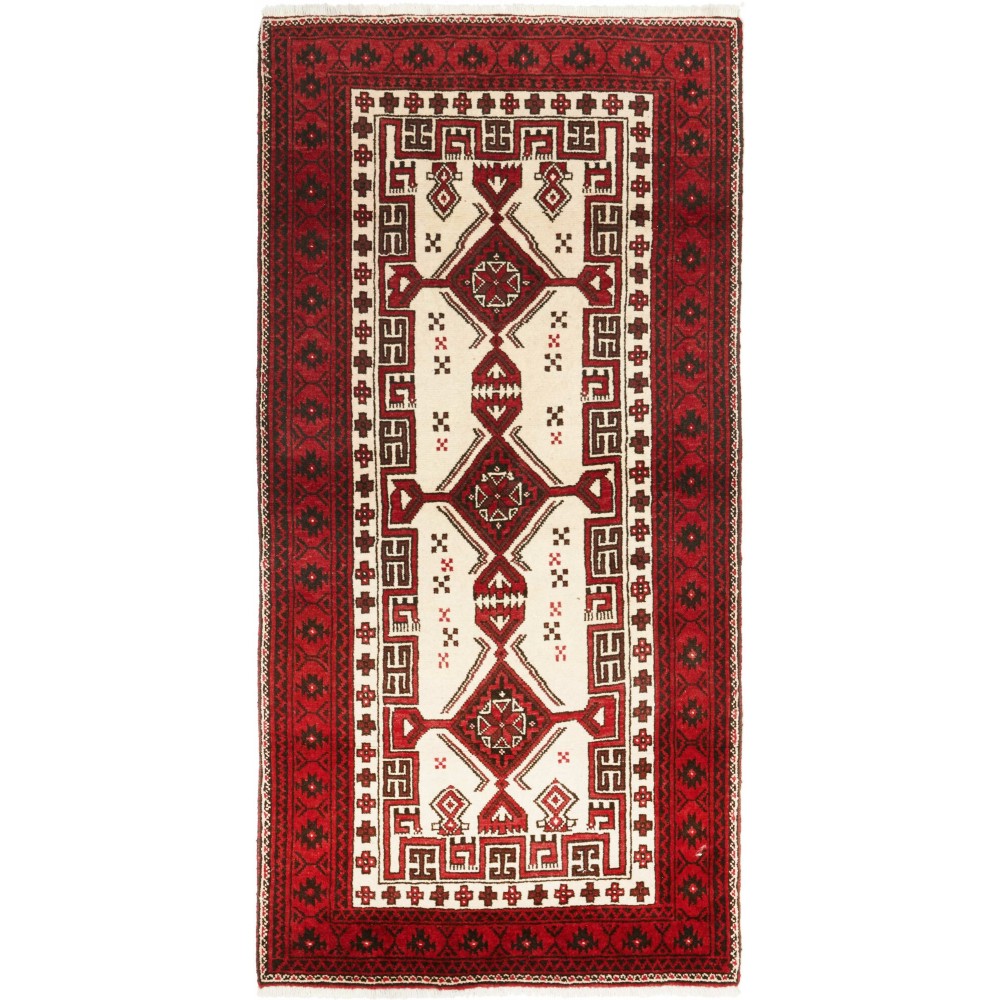 Tappeto Baluch Persia marrone bianco 95x192 Tappeto Baluch Persia marrone bianco 95x192