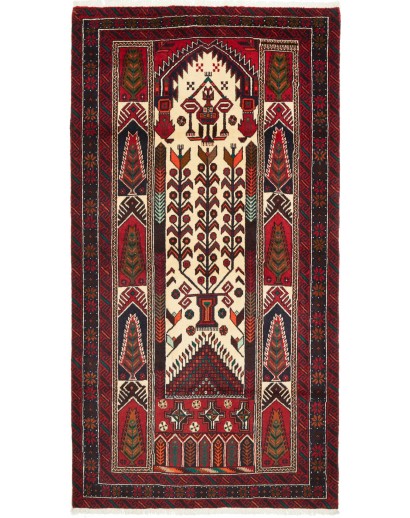 Tappeto Baluch Persia grigio giallo 108x208
