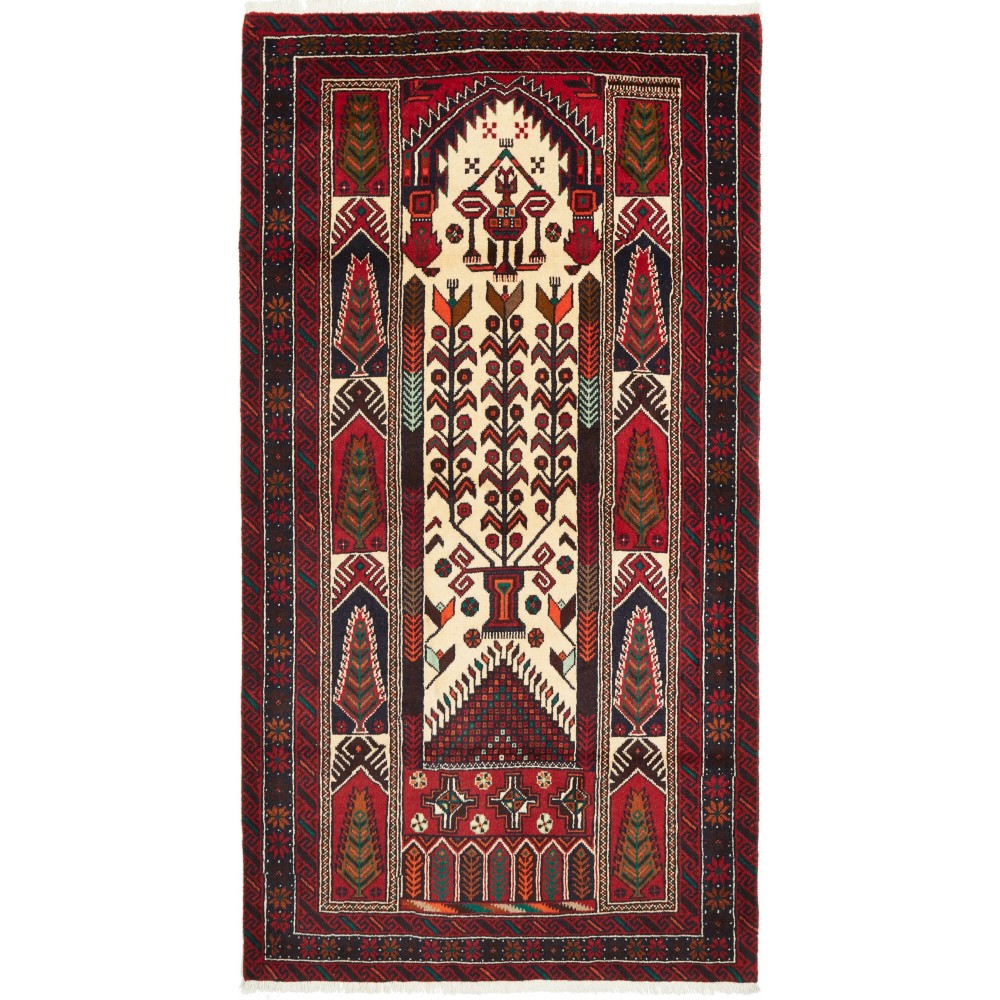 Tappeto Baluch Persia grigio giallo 108x208 Tappeto Baluch Persia grigio giallo 108x208