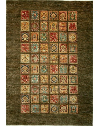 Tappeto Bakhteari Pakistan verde marrone 239x344