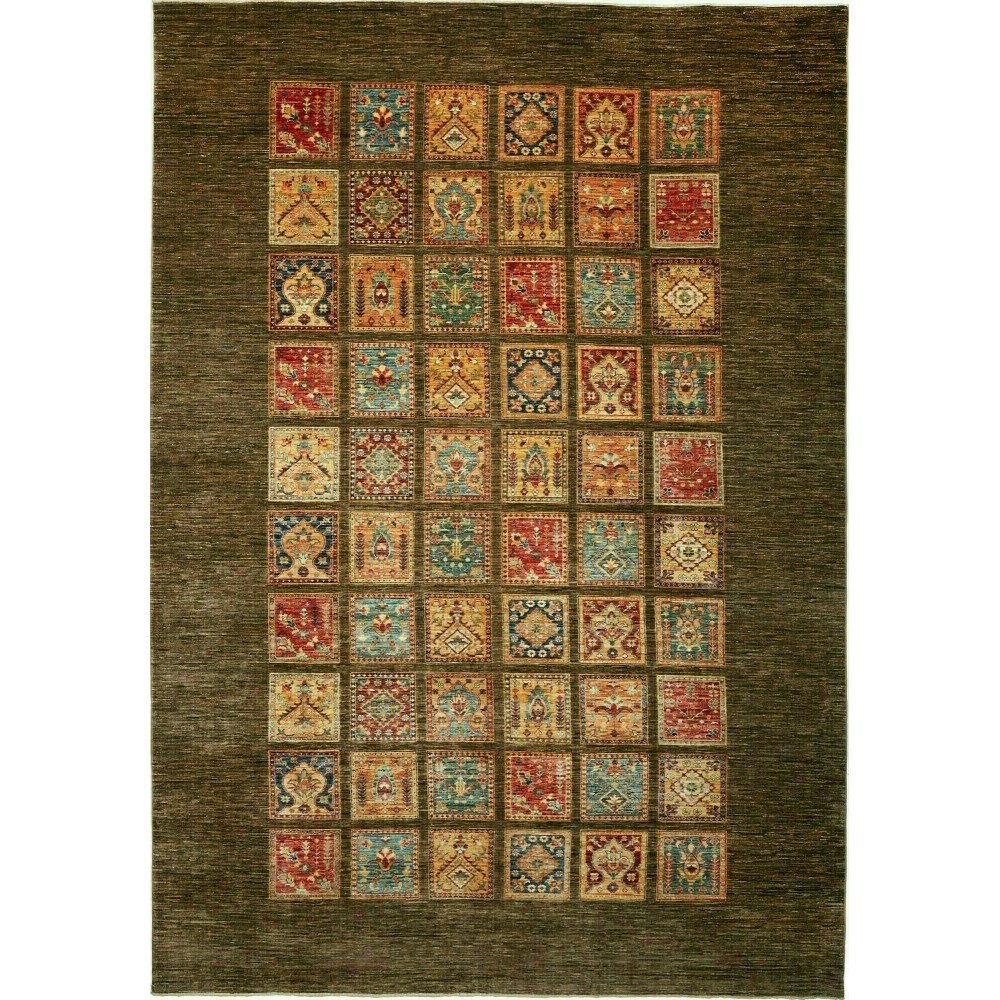 Tappeto Bakhteari Pakistan verde marrone 239x344 Tappeto Bakhteari Pakistan verde marrone 239x344