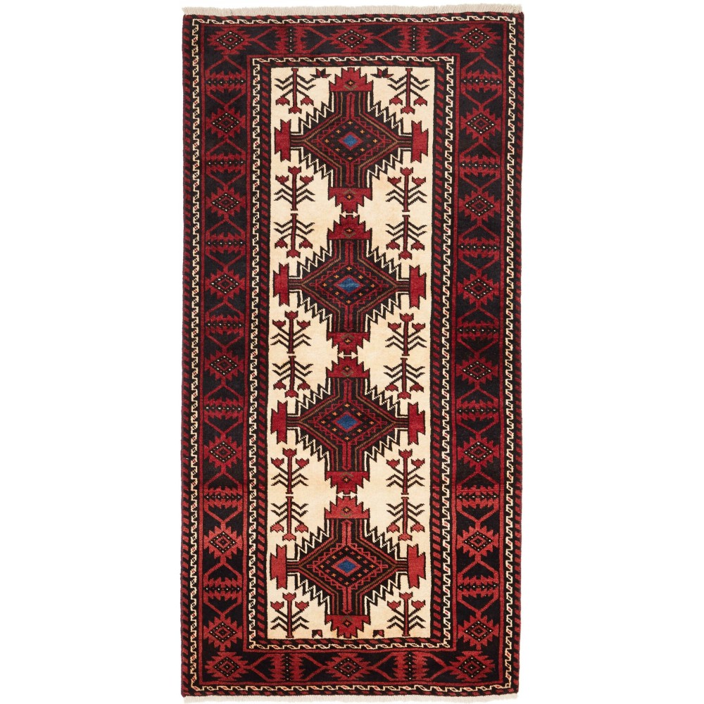 Tappeto Baluch Persia grigio marrone 96x199 Tappeto Baluch Persia grigio marrone 96x199