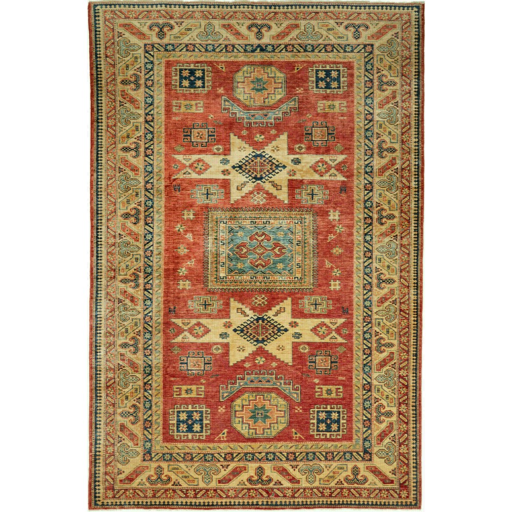 Tappeto Kazak Fine Pakistan arancione 201x299 Tappeto Kazak Fine Pakistan arancione 201x299