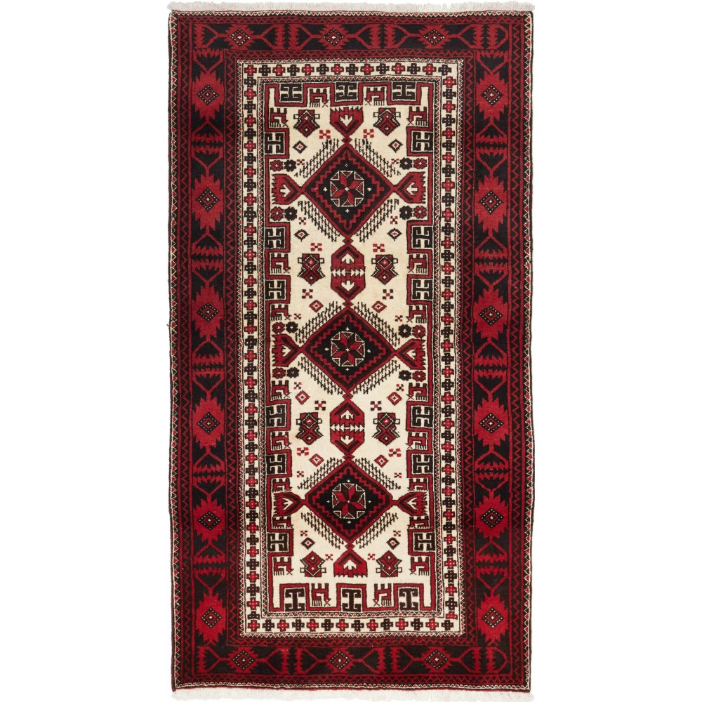 Tappeto Baluch Persia grigio marrone 96x183 Tappeto Baluch Persia grigio marrone 96x183