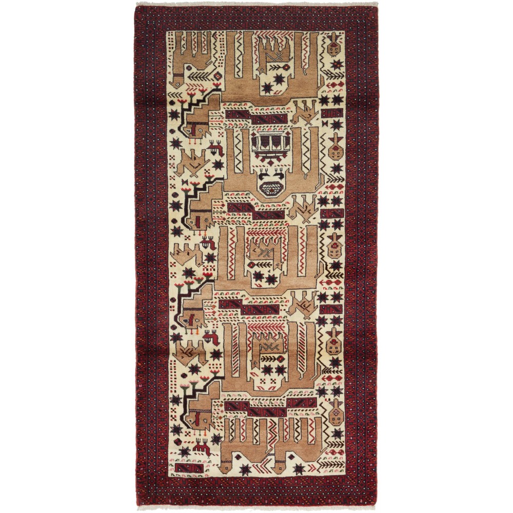 Tappeto Baluch Persia grigio beige 92x200 Tappeto Baluch Persia grigio beige 92x200
