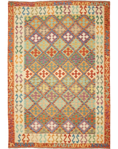 Tappeto Kilim Afghanistan marrone grigio 201x291