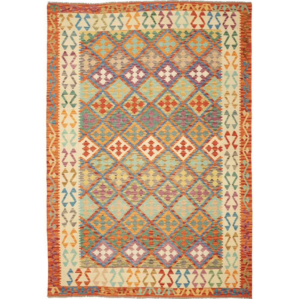 Tappeto Kilim Afghanistan marrone grigio 201x291