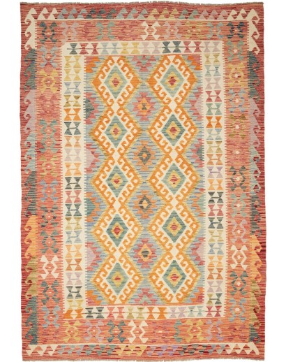 Tappeto Kilim Afghanistan marrone giallo 203x299