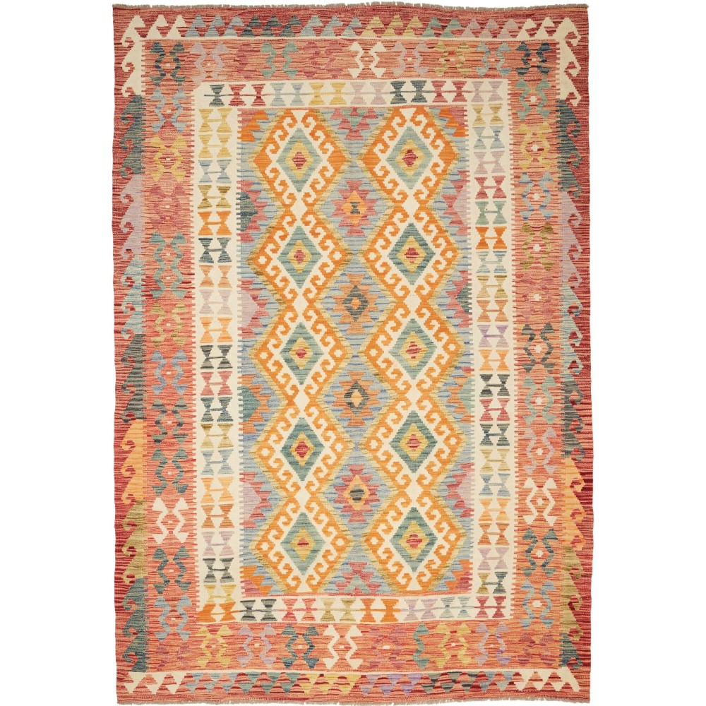 Tappeto Kilim Afghanistan marrone giallo 203x299