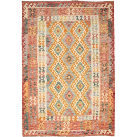 Tappeto Kilim Afghanistan marrone giallo 203x299