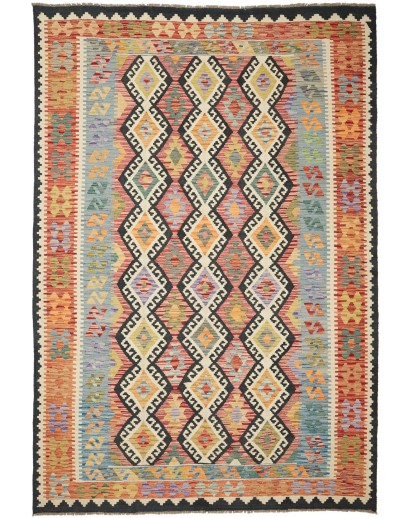 Tappeto Kilim Afghanistan marrone azzurro 204x302