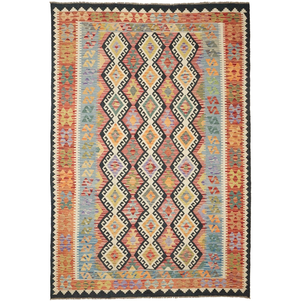 Tappeto Kilim Afghanistan marrone azzurro 204x302