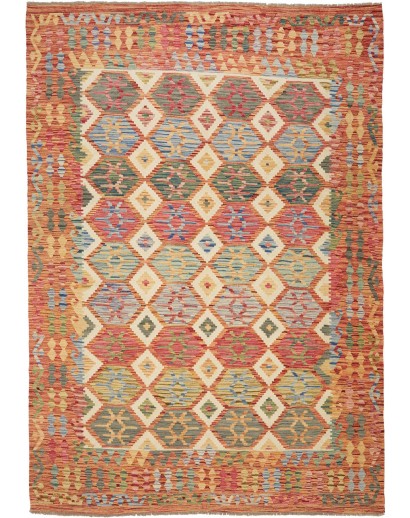 Tappeto Kilim Afghanistan marrone bianco 211x297