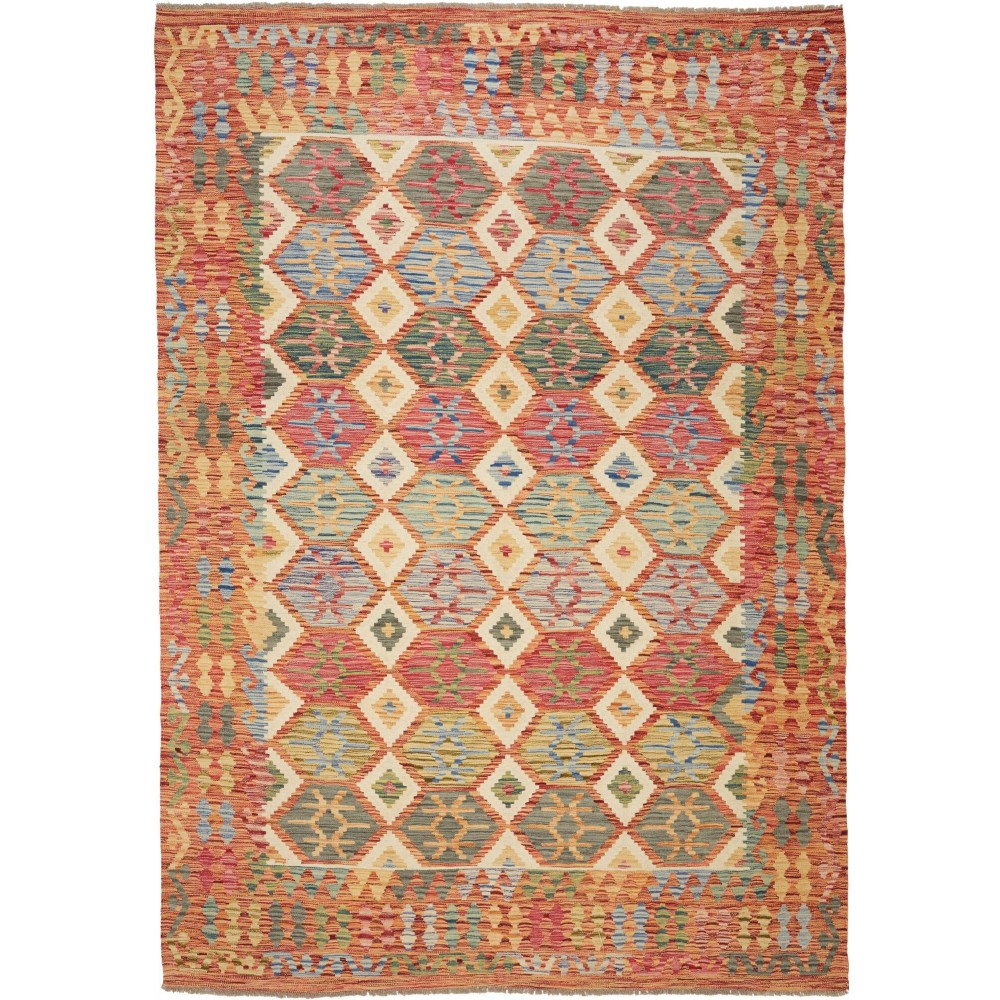 Tappeto Kilim Afghanistan marrone bianco 211x297