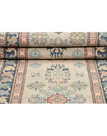 Tappeto Kazak Afghanistan bianco azzurro 84x240