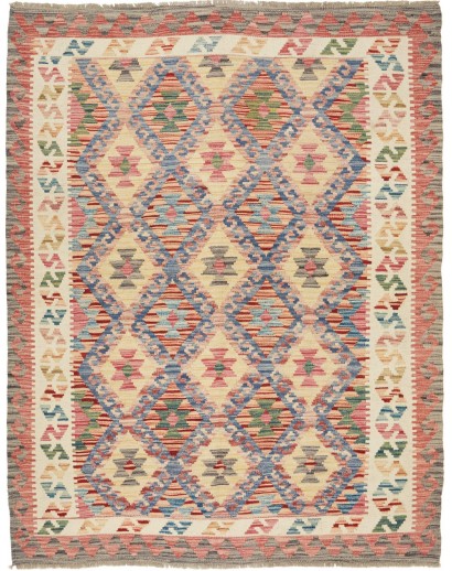 Tappeto Kilim Afghanistan marrone bianco 153x197