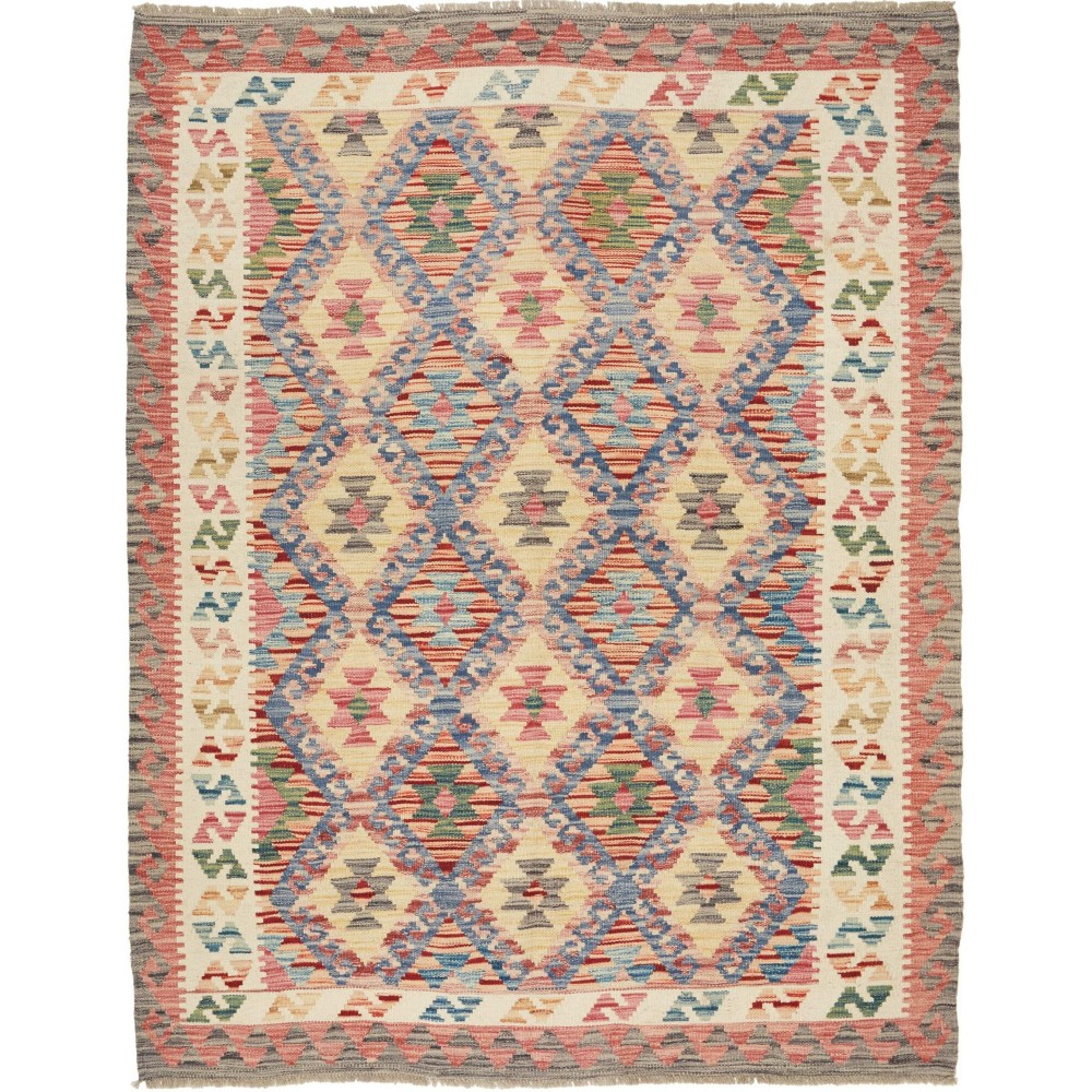 Tappeto Kilim Afghanistan marrone bianco 153x197