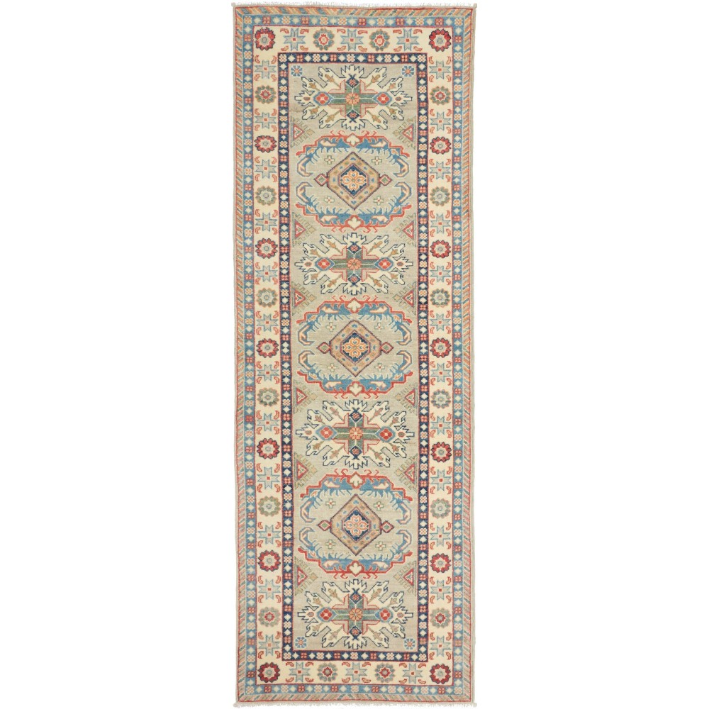 Tappeto Kazak Afghanistan marrone azzurro 77x238 Tappeto Kazak Afghanistan marrone azzurro 77x238