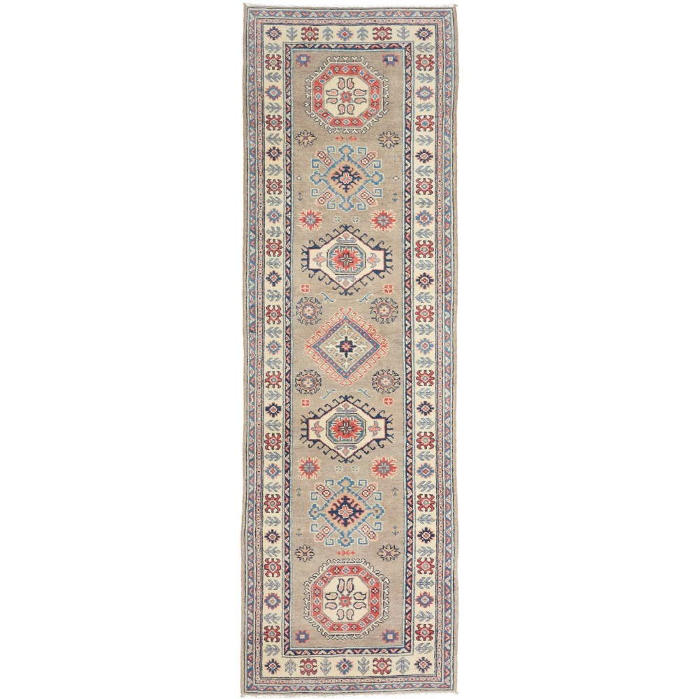 Tappeto Kazak Afghanistan azzurro grigio 85x291 Tappeto Kazak Afghanistan azzurro grigio 85x291