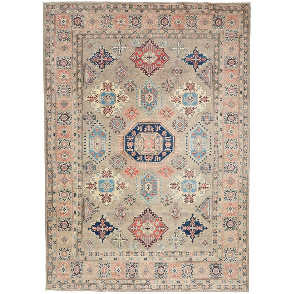 Tappeto Kazak Afghanistan azzurro marrone 208x292 Tappeto Kazak Afghanistan azzurro marrone 208x292