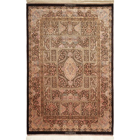 Tappeto Ghom seta Persia marrone 104x156