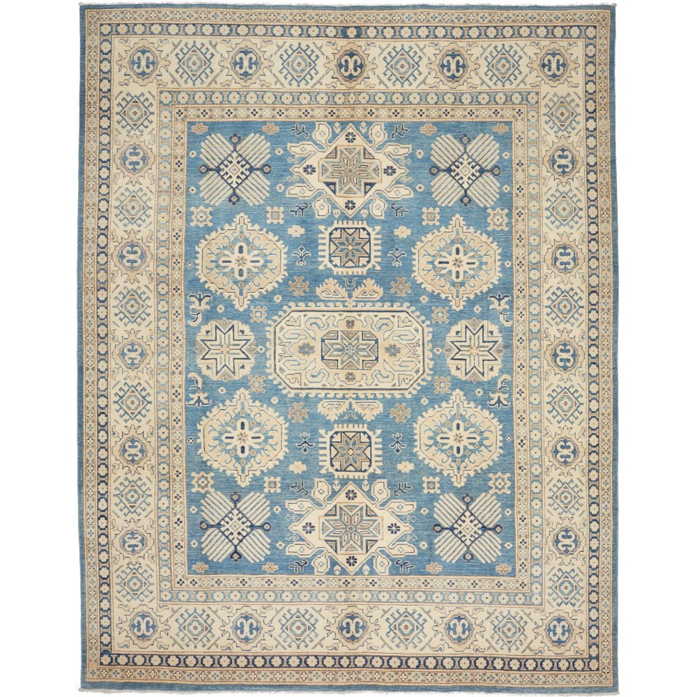 Tappeto Kazak Afghanistan azzurro giallo 241x309 Tappeto Kazak Afghanistan azzurro giallo 241x309