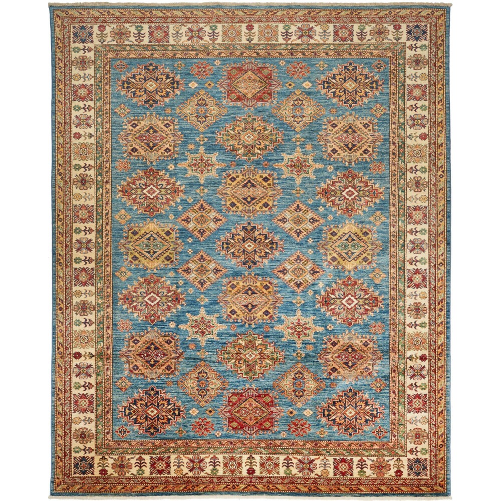 Tappeto Kazak Fine Pakistan bianco marrone 246x303 Tappeto Kazak Fine Pakistan bianco marrone 246x303