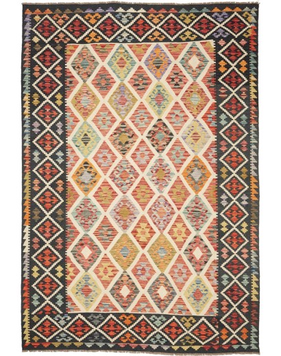 Tappeto Kilim Afghanistan marrone grigio 203x298