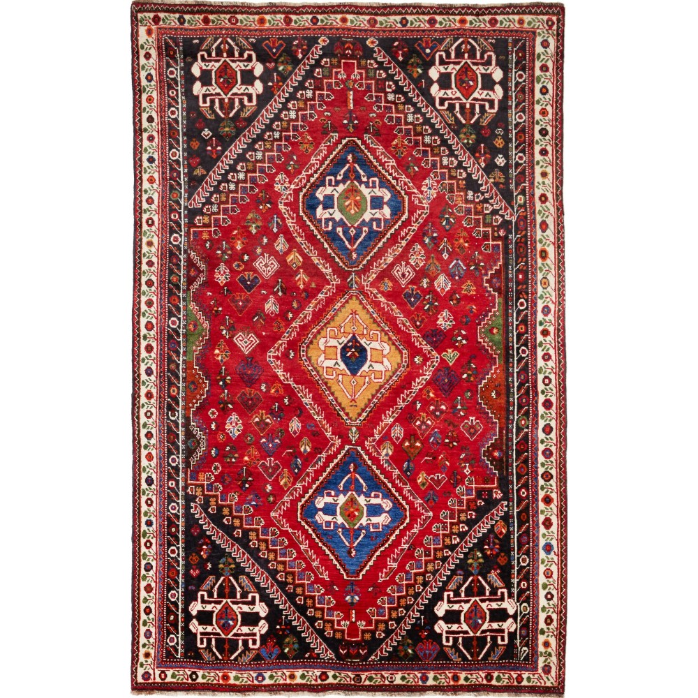 Tappeto Shiraz Fine Persia marrone giallo 162x218 Tappeto Shiraz Fine Persia marrone giallo 162x218