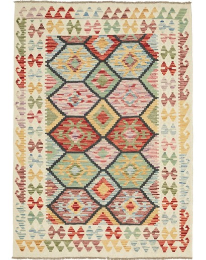 Tappeto Kilim Afghanistan beige giallo 129x181
