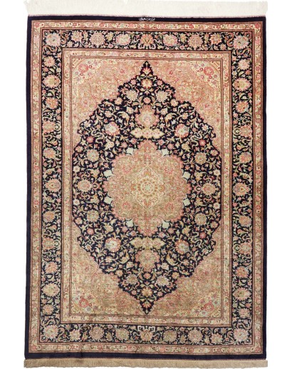 Tappeto Ghom seta Persia marrone 136x192