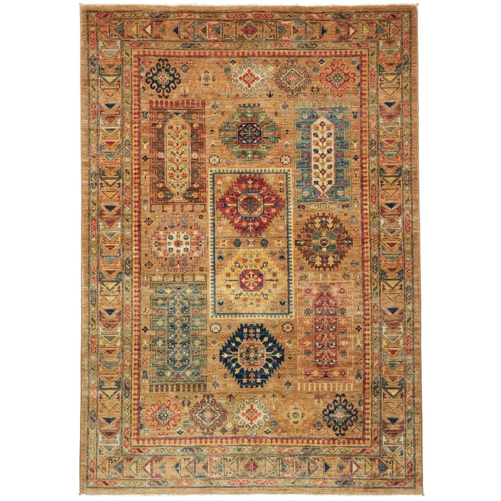 Tappeto Tribal Pakistan arancione verde 146x211