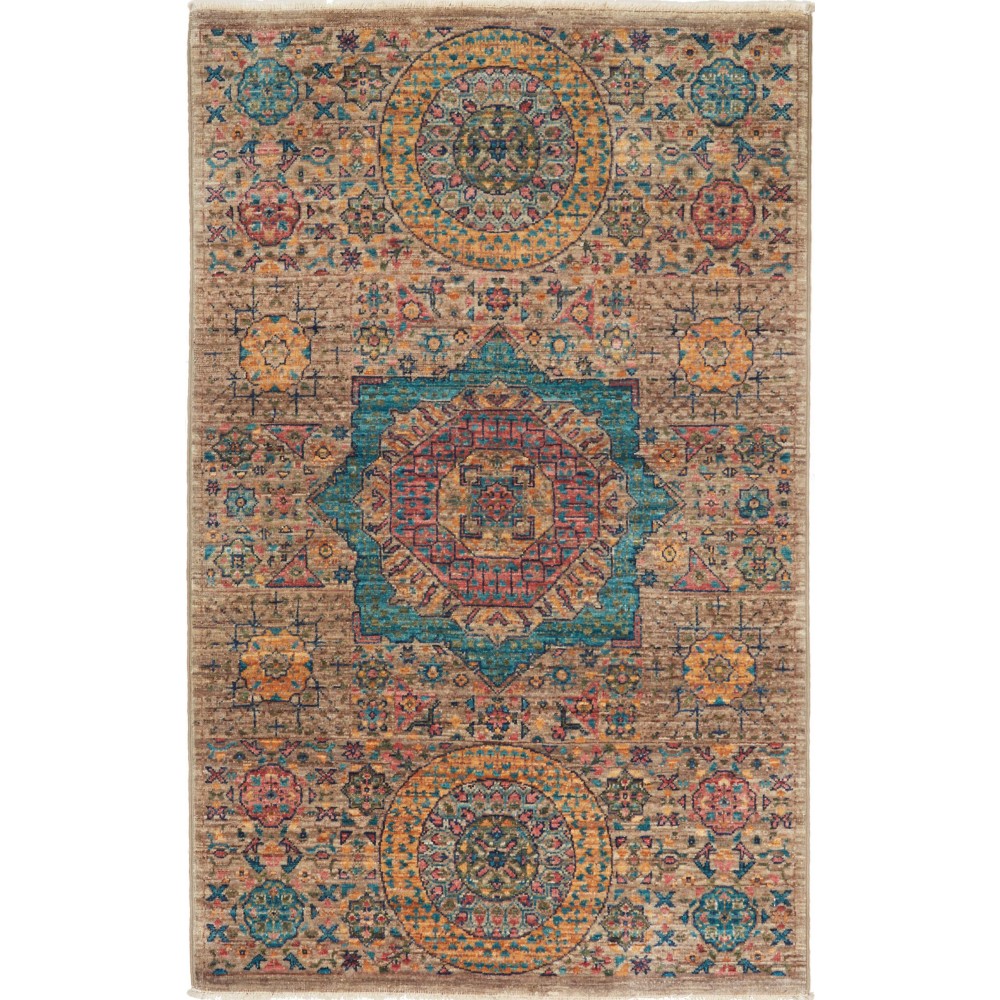 Tappeto Mamlouk Pakistan bianco marrone 81x125 Tappeto Mamlouk Pakistan bianco marrone 81x125