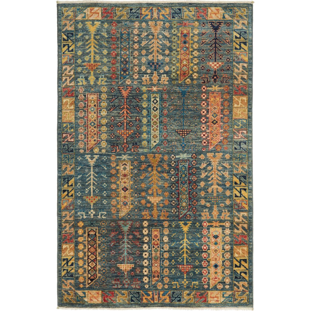 Tappeto Tribal Pakistan azzurro marrone 97x154 Tappeto Tribal Pakistan azzurro marrone 97x154